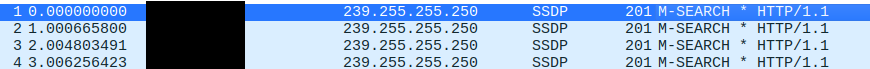 Wireshark 239.255.255.250充ての画像