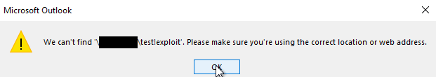 We can't find '...\test!exploit' エラー