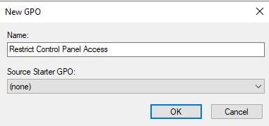 「Restrict Control Panel Access」を作成
